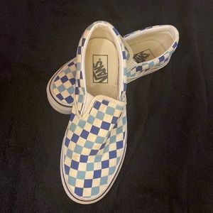 Men’s 7.5 Vans slip on blue checkered sneaker